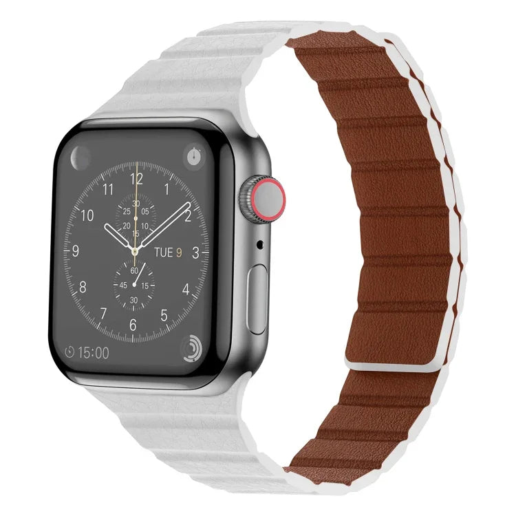 Bracelet de Montre en Cuir Magnétique Puissant pour Apple Watch Series, 7 41mm / 6&SE&5&4 40mm / 3&2&1 38mm, 7 45mm / 6&SE&5&4 44mm / 3&2&1 42mm
