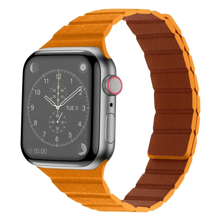 Bracelet de Montre en Cuir Magnétique Puissant pour Apple Watch Series, 7 41mm / 6&SE&5&4 40mm / 3&2&1 38mm, 7 45mm / 6&SE&5&4 44mm / 3&2&1 42mm