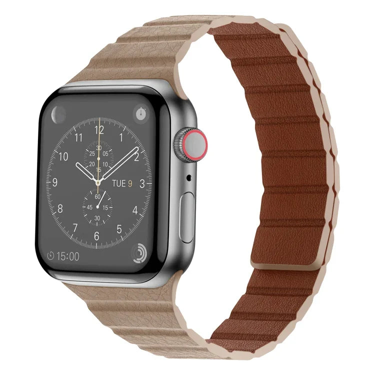 Bracelet de Montre en Cuir Magnétique Puissant pour Apple Watch Series, 7 41mm / 6&SE&5&4 40mm / 3&2&1 38mm, 7 45mm / 6&SE&5&4 44mm / 3&2&1 42mm