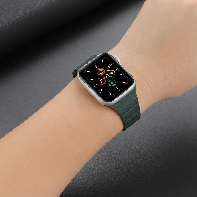Bracelet de Montre en Cuir Magnétique Puissant pour Apple Watch Series, 7 41mm / 6&SE&5&4 40mm / 3&2&1 38mm, 7 45mm / 6&SE&5&4 44mm / 3&2&1 42mm
