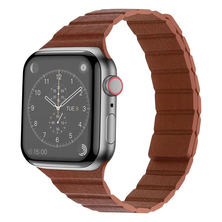 Bracelet de Montre en Cuir Magnétique Puissant pour Apple Watch Series, 7 41mm / 6&SE&5&4 40mm / 3&2&1 38mm, 7 45mm / 6&SE&5&4 44mm / 3&2&1 42mm