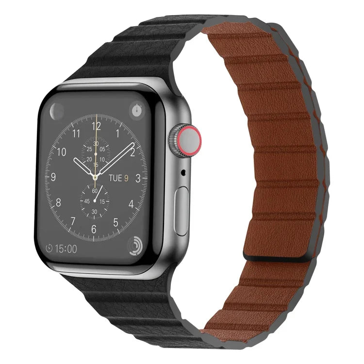 Bracelet de Montre en Cuir Magnétique Puissant pour Apple Watch Series, 7 41mm / 6&SE&5&4 40mm / 3&2&1 38mm, 7 45mm / 6&SE&5&4 44mm / 3&2&1 42mm