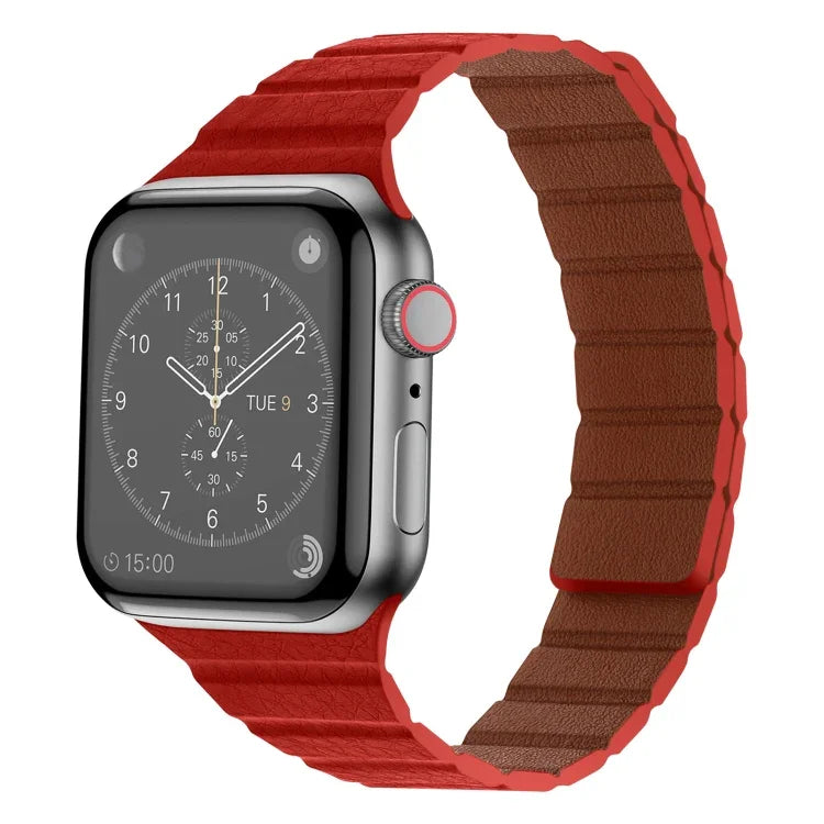 Bracelet de Montre en Cuir Magnétique Puissant pour Apple Watch Series, 7 41mm / 6&SE&5&4 40mm / 3&2&1 38mm, 7 45mm / 6&SE&5&4 44mm / 3&2&1 42mm