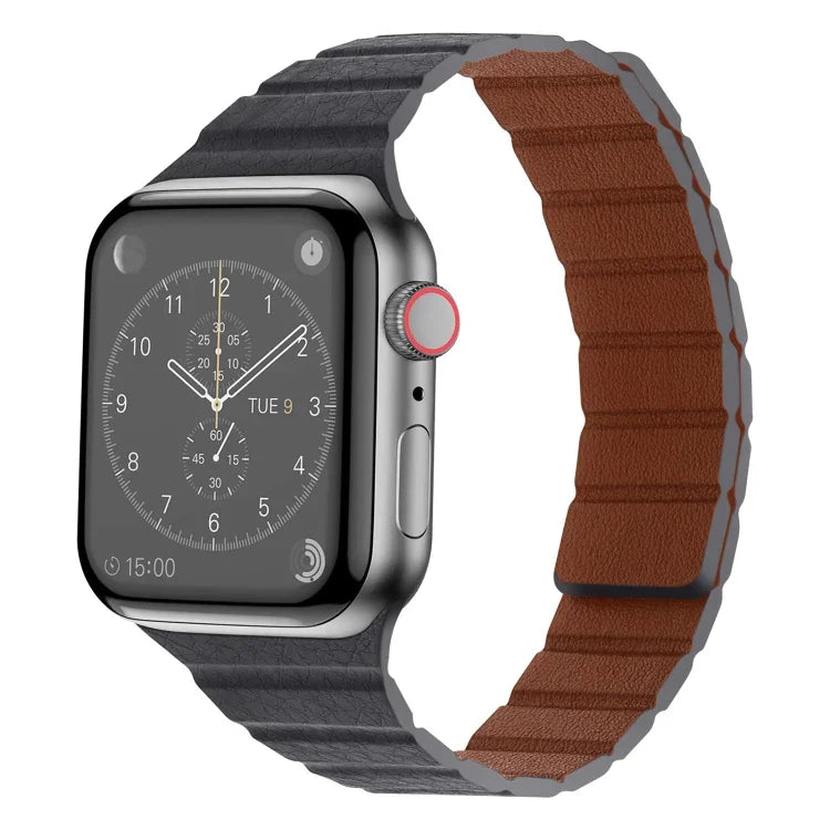 Bracelet de Montre en Cuir Magnétique Puissant pour Apple Watch Series, 7 41mm / 6&SE&5&4 40mm / 3&2&1 38mm, 7 45mm / 6&SE&5&4 44mm / 3&2&1 42mm