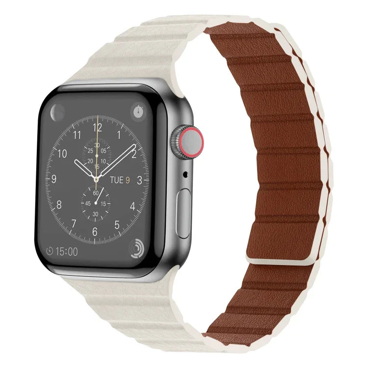 Bracelet de Montre en Cuir Magnétique Puissant pour Apple Watch Series, 7 41mm / 6&SE&5&4 40mm / 3&2&1 38mm, 7 45mm / 6&SE&5&4 44mm / 3&2&1 42mm
