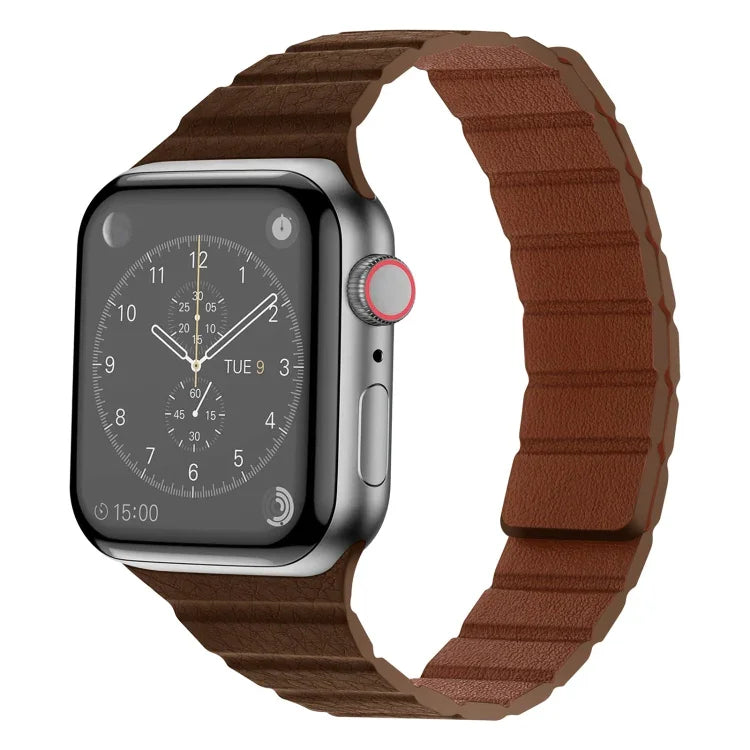 Bracelet de Montre en Cuir Magnétique Puissant pour Apple Watch Series, 7 41mm / 6&SE&5&4 40mm / 3&2&1 38mm, 7 45mm / 6&SE&5&4 44mm / 3&2&1 42mm