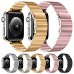 Bracelet de montre en acier magnétique pour Apple Watch Series, 7 41mm / 6&SE&5&4 40mm / 3&2&1 38mm, 7 45mm / 6&SE&5&4 44mm / 3&2&1 42mm