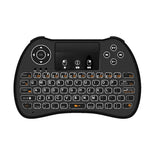 Clavier QWERTY sans fil H9 Mini 2,4 GHz avec souris aérienne, rétroéclairage blanc et pavé tactile pour PC et TV.