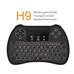 Clavier QWERTY sans fil H9 Mini 2,4 GHz avec souris aérienne, rétroéclairage blanc et pavé tactile pour PC et TV.