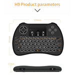 Clavier QWERTY sans fil H9 Mini 2,4 GHz avec souris aérienne, rétroéclairage blanc et pavé tactile pour PC et TV.