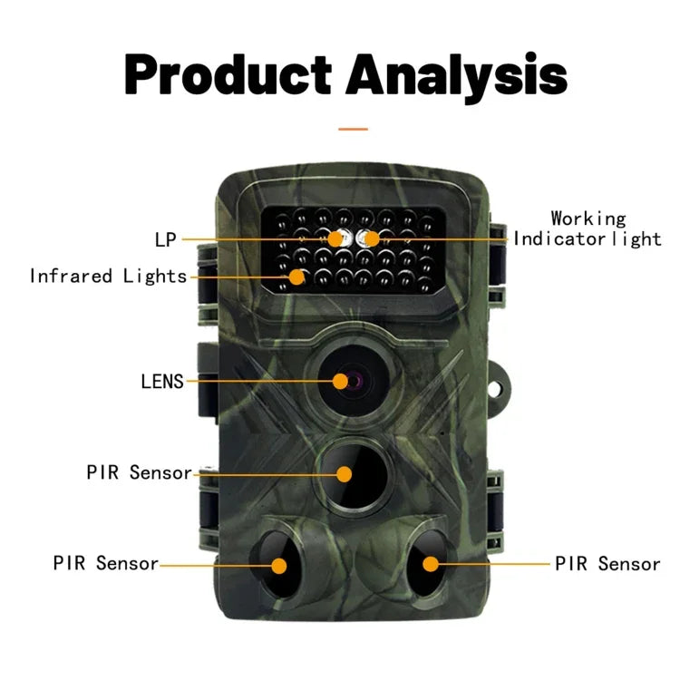 PR3000 Caméra de chasse et de suivi faune avec écran LCD 2 pouces et vision nocturne infrarouge, PR3000