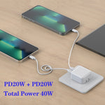 Chargeur double PD USB-C / Type-C SDC-40W pour séries iPhone / iPad, prise AU