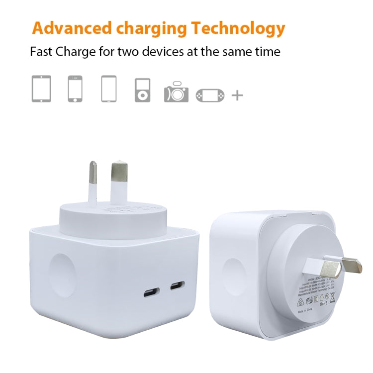 Chargeur double PD USB-C / Type-C SDC-40W pour séries iPhone / iPad, prise AU