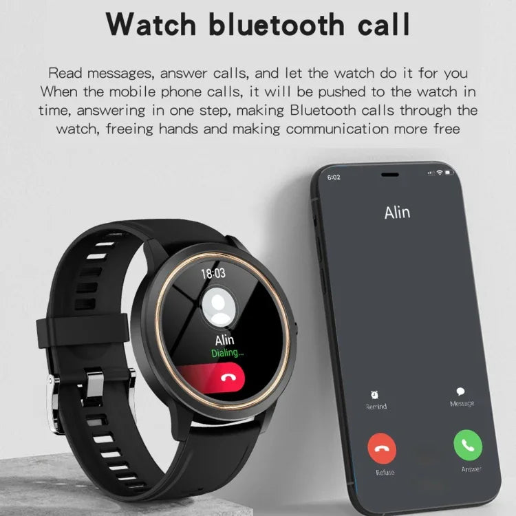 Montre connectée A60 avec écran IPS HD de 1,32 pouce, compatible avec les appels Bluetooth et la surveillance de la pression artérielle