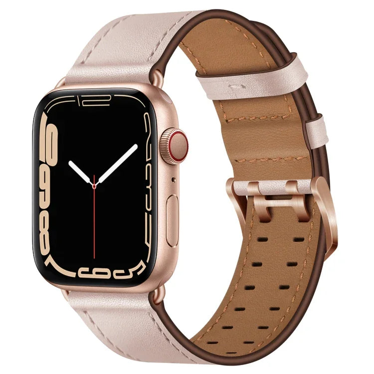 Bracelet de montre en cuir à double boucle pour Apple Watch Series, 7 41mm / 6&SE&5&4 40mm / 3&2&1 38mm, 7 45mm / 6&SE&5&4 44mm / 3&2&1 42mm