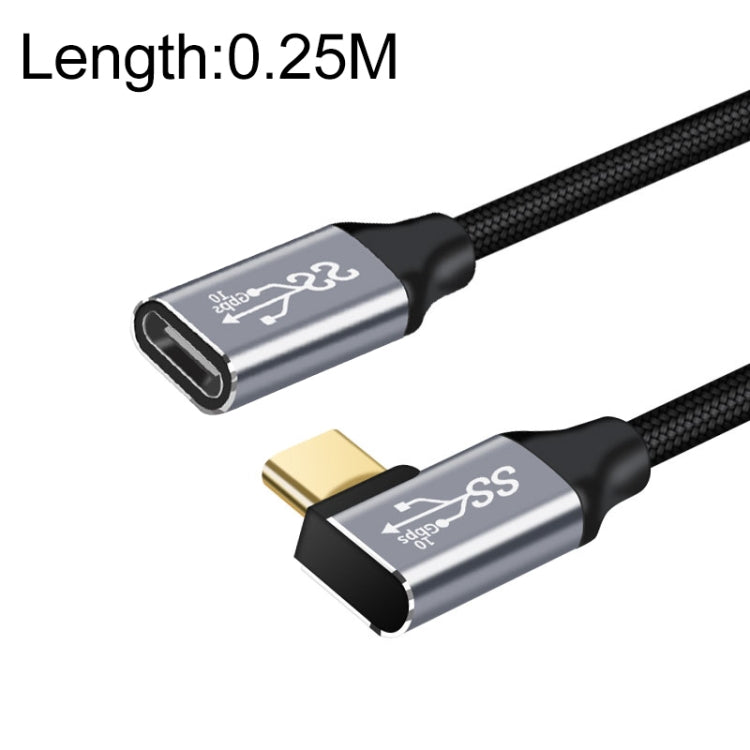 Câble d'extension coudé de transmission de données et charge USB-C / Type-C femelle à mâle 10Gbps, 25cm, 50cm, 1m