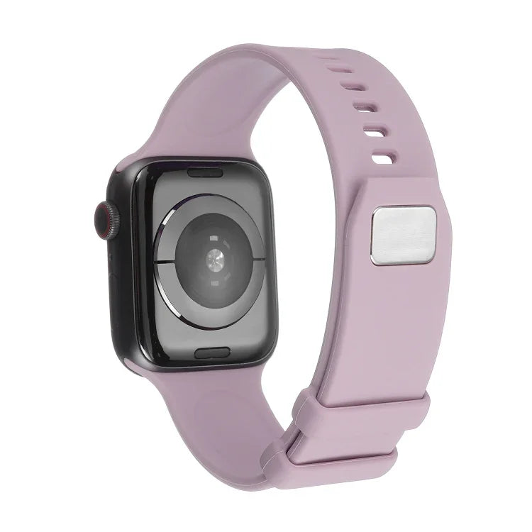 Square Buckle Silicone Watch Band For Apple Watch Series, 7 41mm / 6&SE&5&4 40mm / 3&2&1 38mm, 7 45mm / 6&SE&5&4 44mm / 3&2&1 42mm