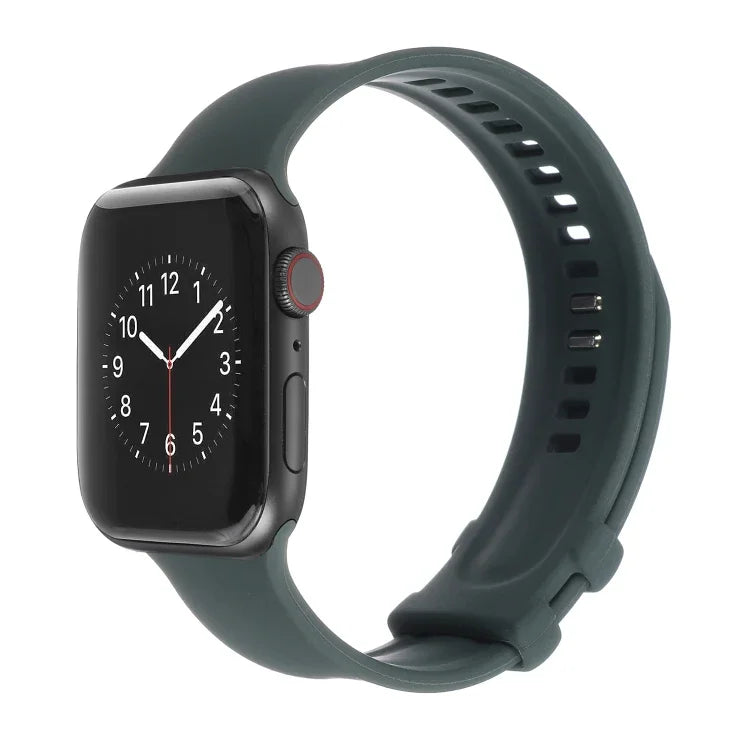 Square Buckle Silicone Watch Band For Apple Watch Series, 7 41mm / 6&SE&5&4 40mm / 3&2&1 38mm, 7 45mm / 6&SE&5&4 44mm / 3&2&1 42mm