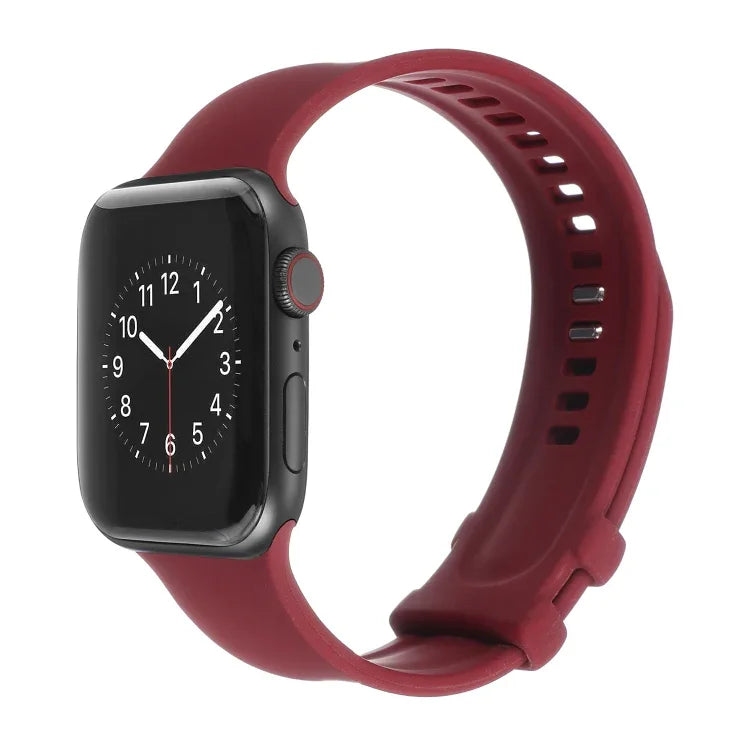Square Buckle Silicone Watch Band For Apple Watch Series, 7 41mm / 6&SE&5&4 40mm / 3&2&1 38mm, 7 45mm / 6&SE&5&4 44mm / 3&2&1 42mm