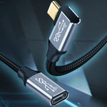Câble d'extension coudé de transmission de données et charge USB-C / Type-C femelle à mâle 10Gbps, 1,5m, 2m, 3m