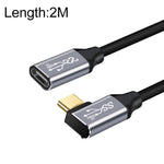 Câble d'extension coudé de transmission de données et charge USB-C / Type-C femelle à mâle 10Gbps, 1,5m, 2m, 3m