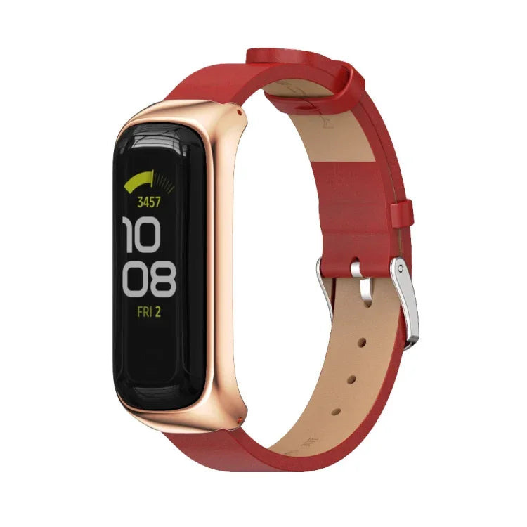 Bracelet de montre en cuir microfibre et boîtier métallique MIJOBS, pour Samsung Galaxy Fit 2
