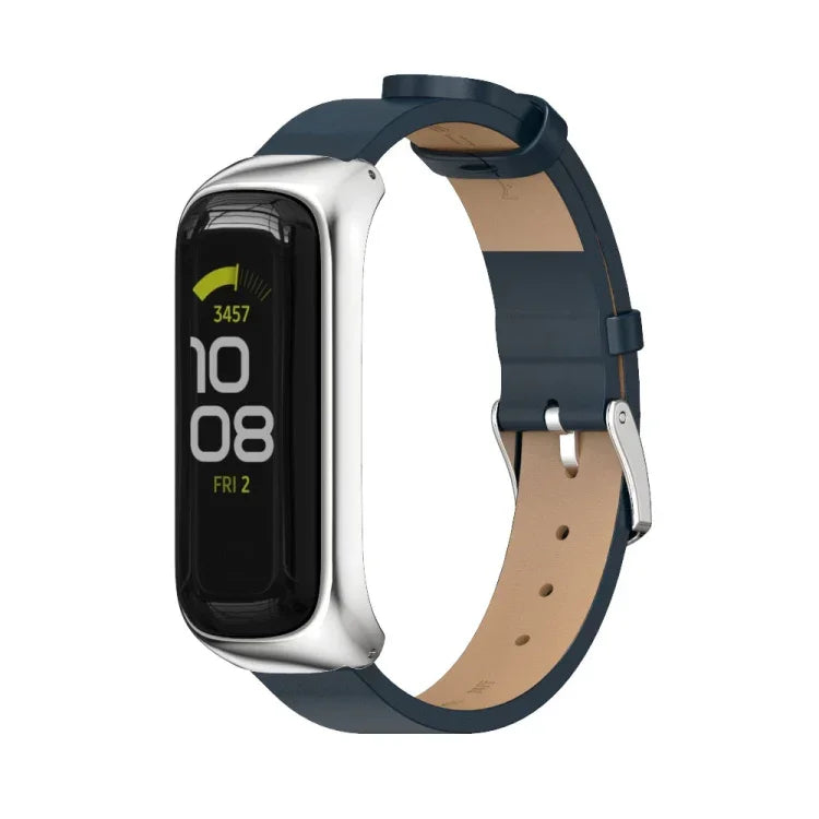 Bracelet de montre en cuir microfibre et boîtier métallique MIJOBS, pour Samsung Galaxy Fit 2