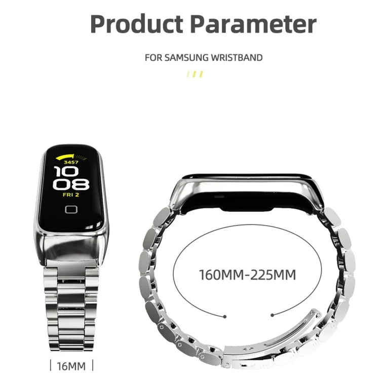 MIJOBS Three-bead Metal Stainless Steel Watch Band, For Samsung Galaxy Fit 2