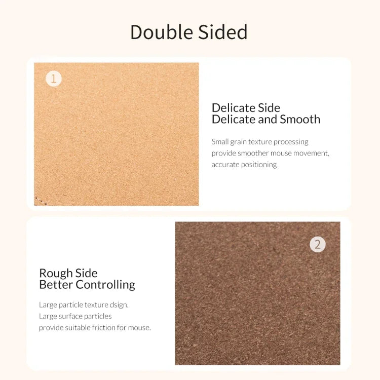 Tapis de souris double face ORICO, taille : 300x600mm, liège + café, liège + PU rose, liège + PU gris