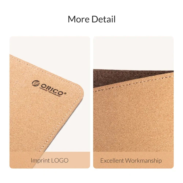 Tapis de souris double face ORICO, taille : 300x600mm, liège + café, liège + PU rose, liège + PU gris
