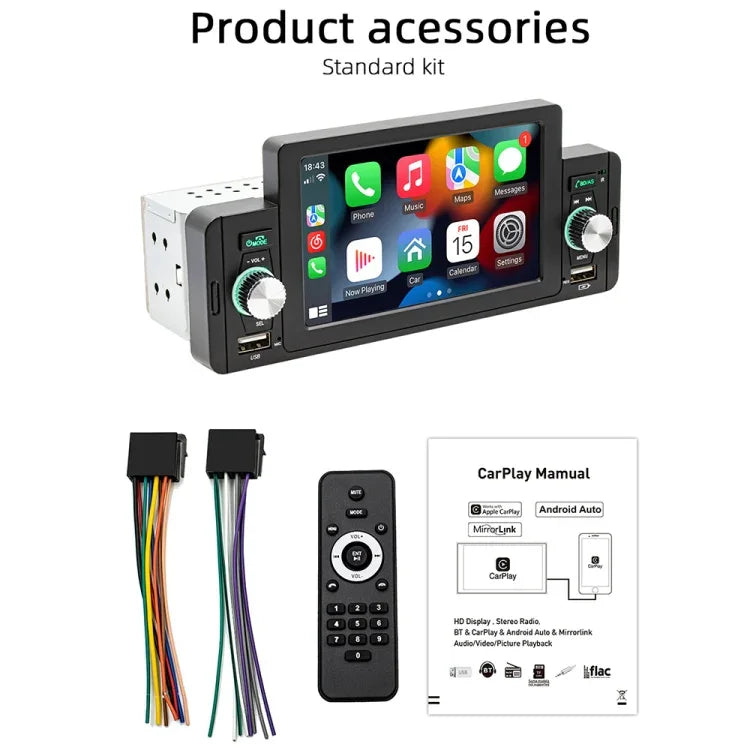 SWM-160C Autoradio 5 pouces Bluetooth 5.1 MP5 avec fonction Mirror Link / Commande au volant, SWM-160C
