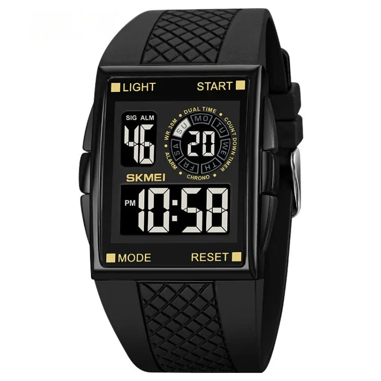 SKMEI 1967 Stainless Steel Buckle PU Strap Waterproof Electronic Watch