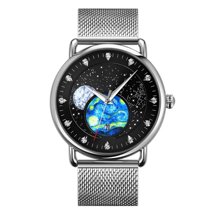 Montre Quartz Étanche avec Miroir en Verre et Boucle en Acier Inoxydable, Bracelet Acier, Bracelet Cuir SKMEI 9283