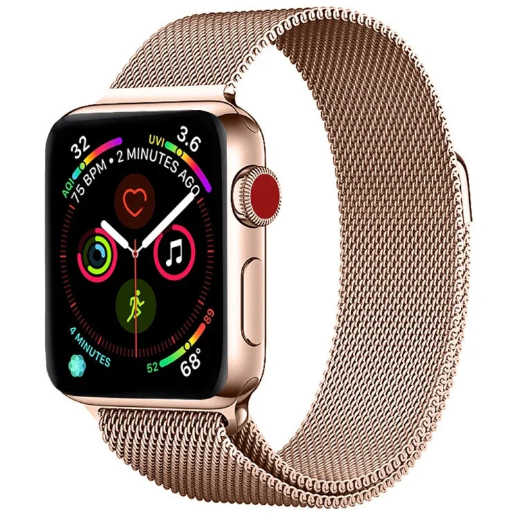 Milanese Stainless Steel Watch Band For Apple Watch Series, 7 45mm / 6&SE&5&4 44mm / 3&2&1 42mm, 7 41mm / 6&SE&5&4 40mm / 3&2&1 38mm