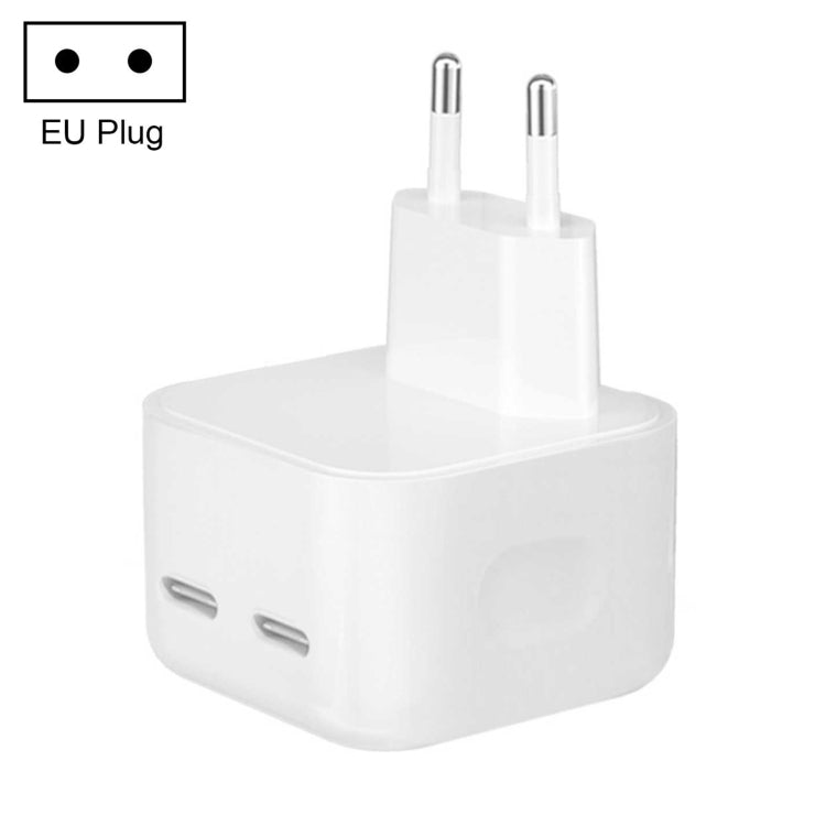 Chargeur double ports USB-C / Type-C PD 50W, prise PD 50W EU, prise PD 50W US