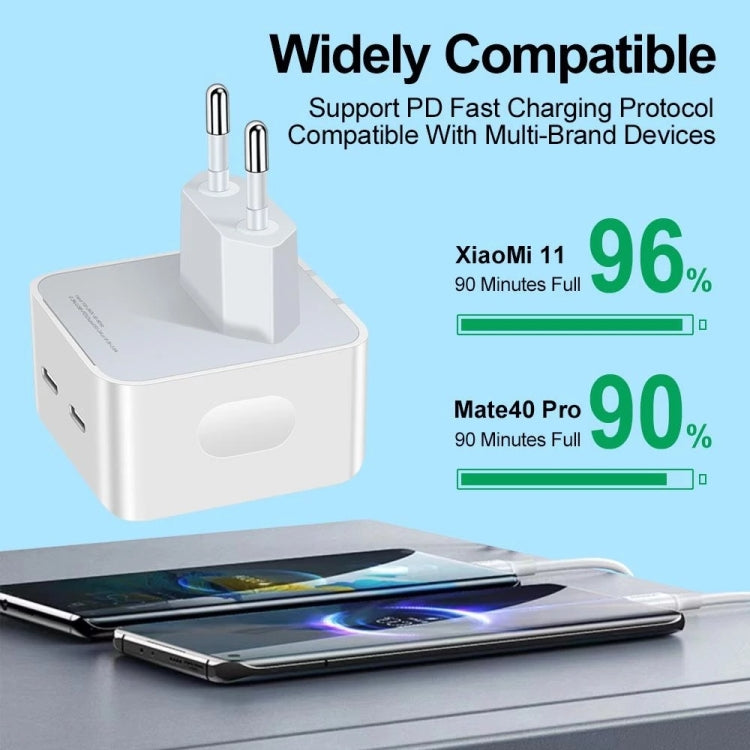 Chargeur double ports USB-C / Type-C PD 50W, prise PD 50W EU, prise PD 50W US