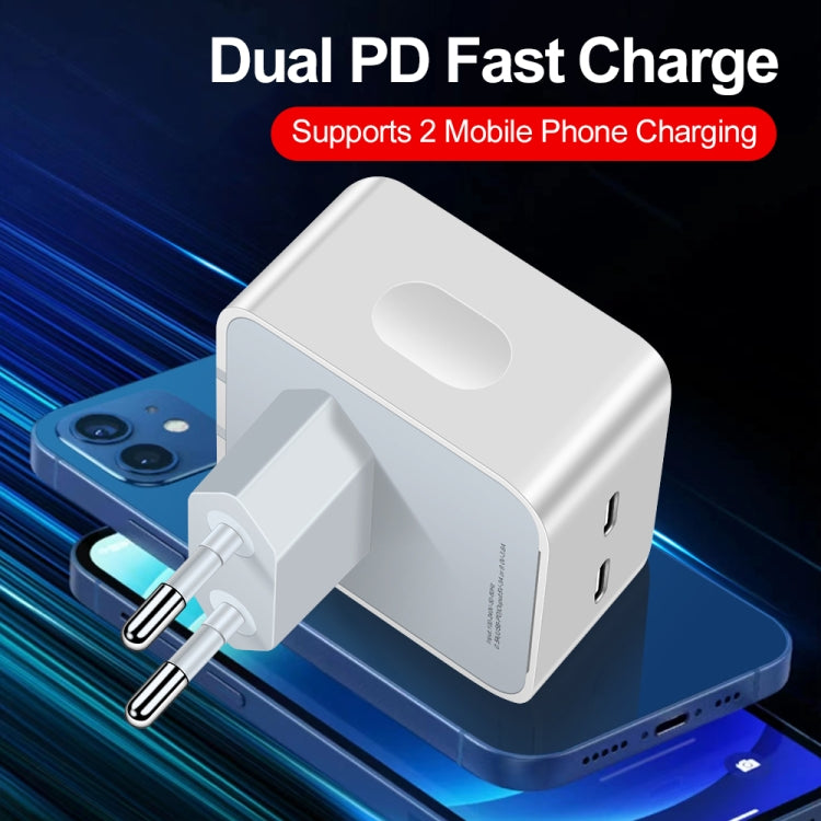Chargeur double ports USB-C / Type-C PD 50W, prise PD 50W EU, prise PD 50W US