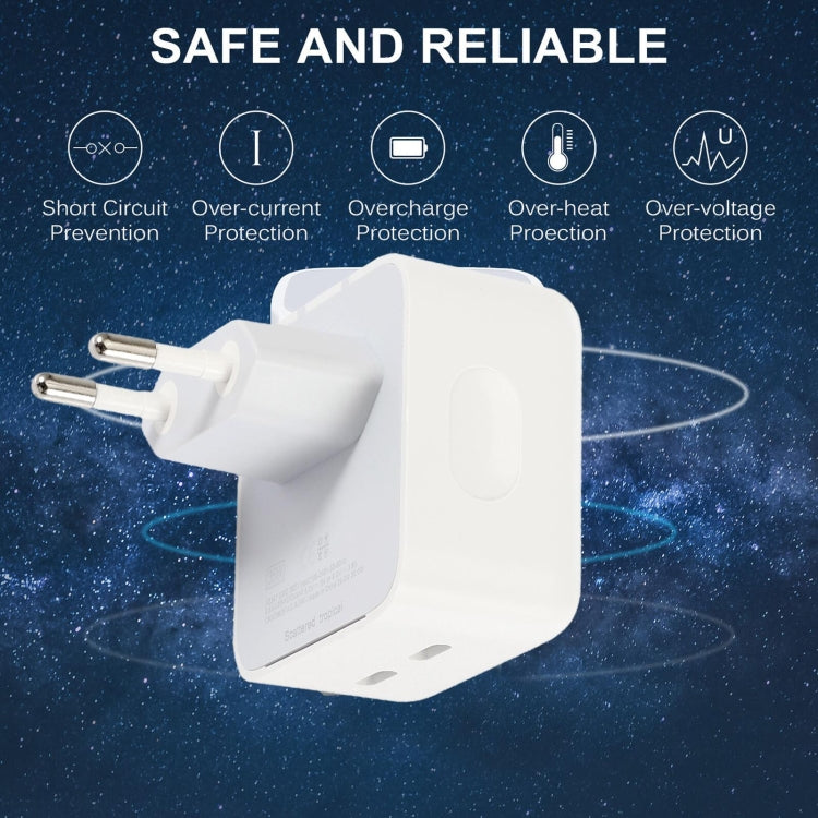 Chargeur double ports USB-C / Type-C PD 50W, prise PD 50W EU, prise PD 50W US