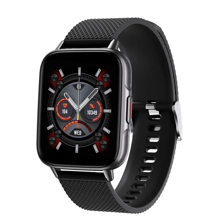 Montre connectée FW02 avec écran carré de 1,7 pouce, bracelet en silicone, surveillance de la fréquence cardiaque et de l'oxygène sanguin