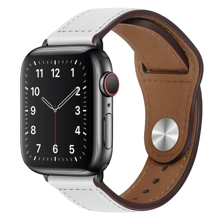 Bracelet de montre en cuir PU noir avec boucle pour Apple Watch Series, 7 45mm / 6&SE&5&4 44mm / 3&2&1 42mm, 7 41mm / 6&SE&5&4 40mm / 3&2&1 38mm