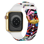 Bracelet de montre à boucle carrée et impression couleur pour Apple Watch Series, 7 45mm / 6&SE&5&4 44mm / 3&2&1 42mm, 7 41mm / 6&SE&5&4 40mm / 3&2&1 38mm