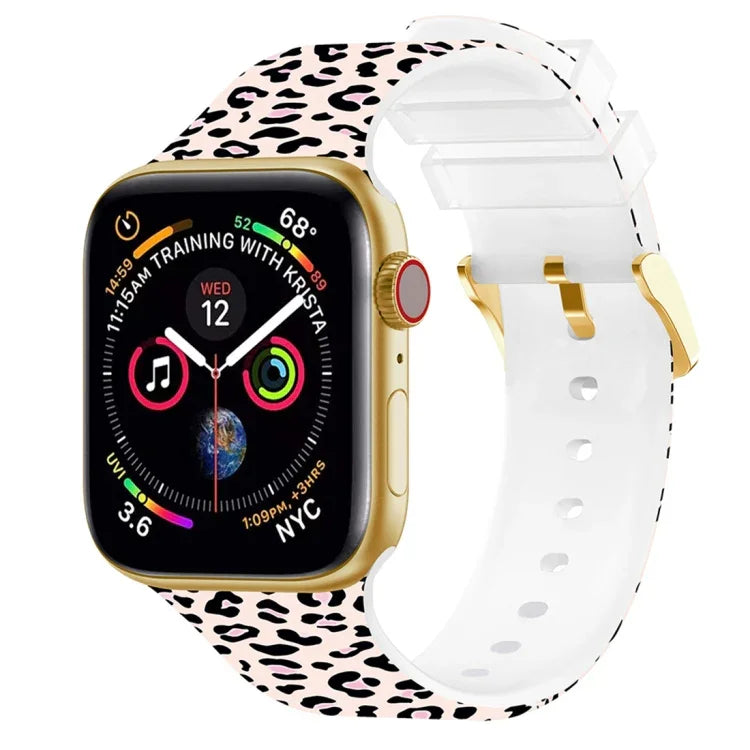 Bracelet de montre à boucle carrée et impression couleur pour Apple Watch Series, 7 45mm / 6&SE&5&4 44mm / 3&2&1 42mm, 7 41mm / 6&SE&5&4 40mm / 3&2&1 38mm