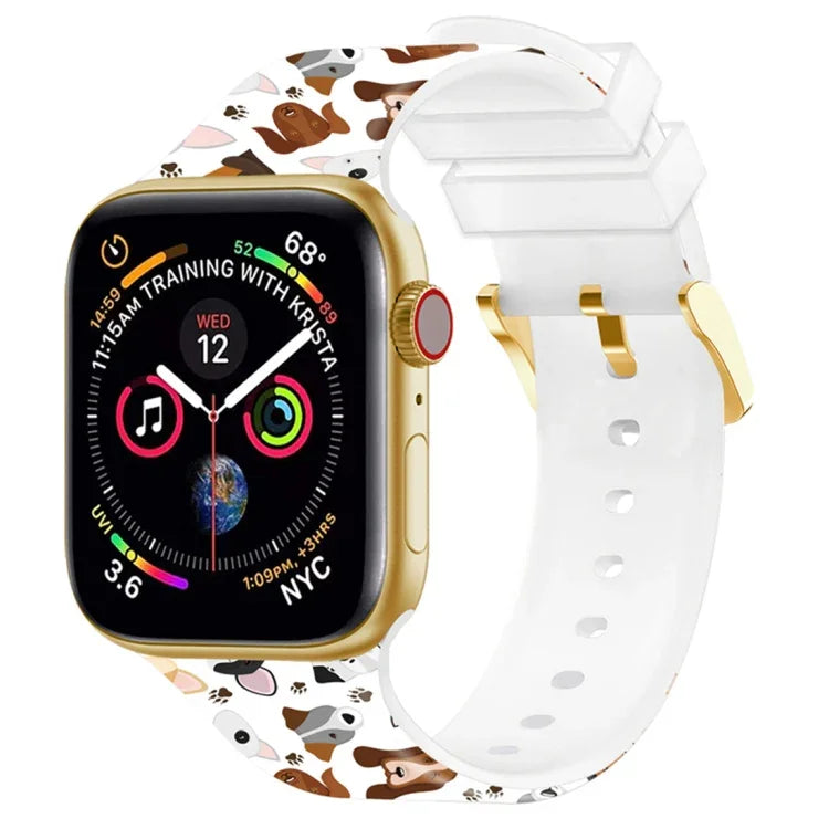Bracelet de montre à boucle carrée et impression couleur pour Apple Watch Series, 7 45mm / 6&SE&5&4 44mm / 3&2&1 42mm, 7 41mm / 6&SE&5&4 40mm / 3&2&1 38mm