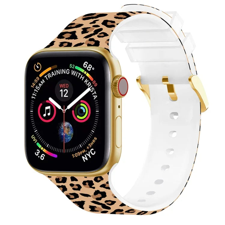 Bracelet de montre à boucle carrée et impression couleur pour Apple Watch Series, 7 45mm / 6&SE&5&4 44mm / 3&2&1 42mm, 7 41mm / 6&SE&5&4 40mm / 3&2&1 38mm