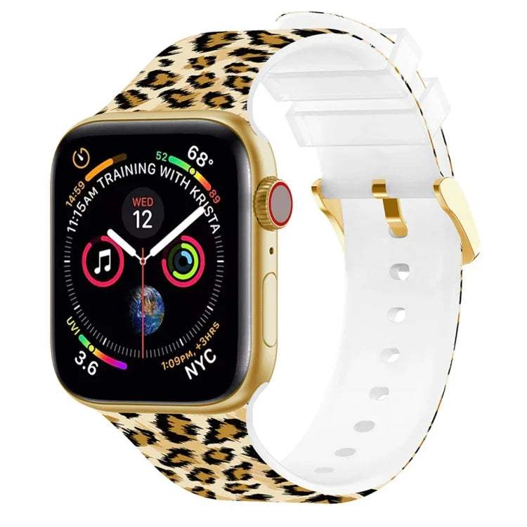Bracelet de montre à boucle carrée et impression couleur pour Apple Watch Series, 7 45mm / 6&SE&5&4 44mm / 3&2&1 42mm, 7 41mm / 6&SE&5&4 40mm / 3&2&1 38mm