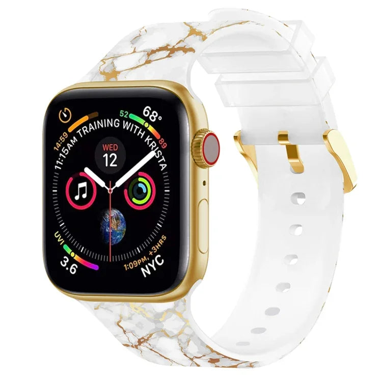 Bracelet de montre à boucle carrée et impression couleur pour Apple Watch Series, 7 45mm / 6&SE&5&4 44mm / 3&2&1 42mm, 7 41mm / 6&SE&5&4 40mm / 3&2&1 38mm