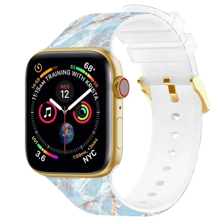Bracelet de montre à boucle carrée et impression couleur pour Apple Watch Series, 7 45mm / 6&SE&5&4 44mm / 3&2&1 42mm, 7 41mm / 6&SE&5&4 40mm / 3&2&1 38mm