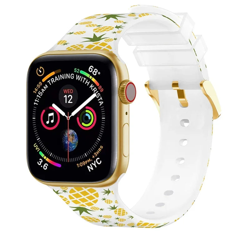 Bracelet de montre à boucle carrée et impression couleur pour Apple Watch Series, 7 45mm / 6&SE&5&4 44mm / 3&2&1 42mm, 7 41mm / 6&SE&5&4 40mm / 3&2&1 38mm