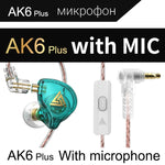 Écouteurs filaires à basse dynamique QKZ AK6 PLUS HiFi avec microphone ou sans microphone, avec câble audio détachable