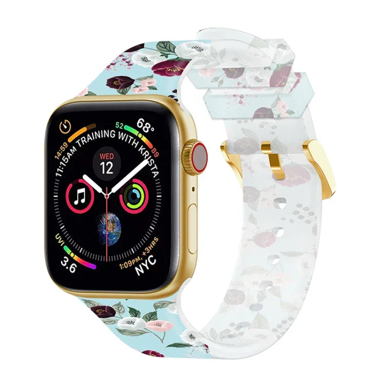 Square Buckle Transparent Watch Band For Apple Watch Series, 7 45mm / 6&SE&5&4 44mm / 3&2&1 42mm, 7 41mm / 6&SE&5&4 40mm / 3&2&1 38mm